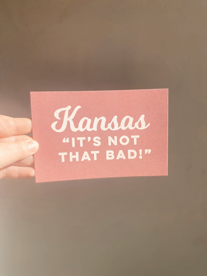 Kansas Not That Bad, Mauve Postcard