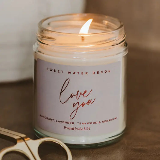 Love You 9 oz Soy Candle Lavender Label