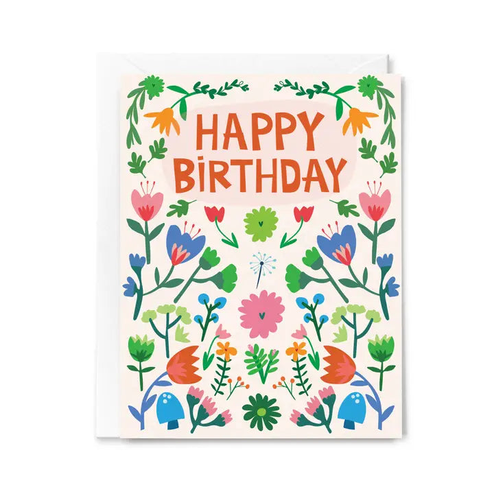 Happy Birthday Summer Garden Colourful Greeting Card