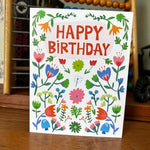 Happy Birthday Summer Garden Colourful Greeting Card