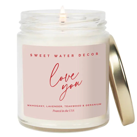 Love You 9 oz Soy Candle Lavender Label