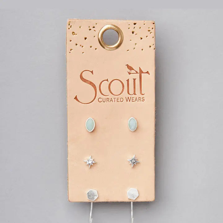 Gabby Stud Trio- Silver Earring Set