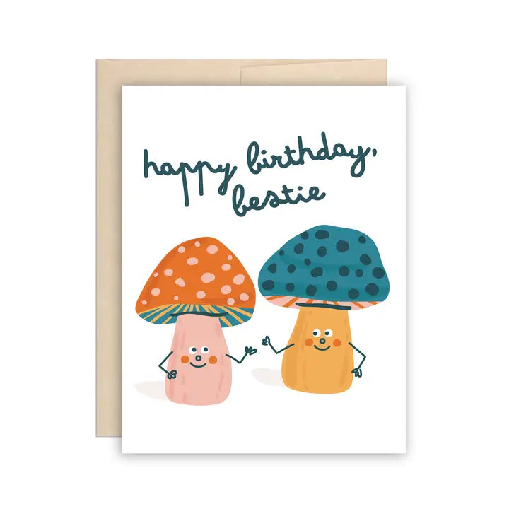 Cute Mushroom Bestie Bff Friendship Birthday Greeting Card