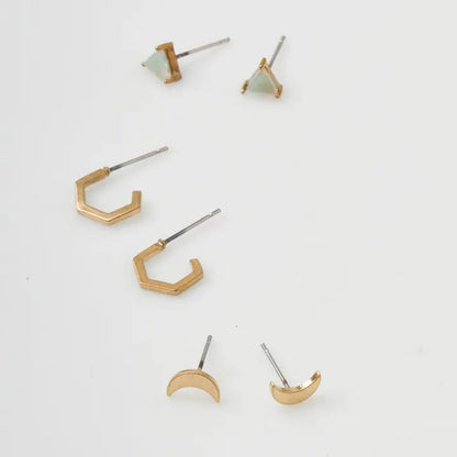 Ella Stud Trio - Gold Earring Set