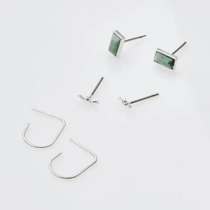 Courtney Stud Trio- Silver Earring Set