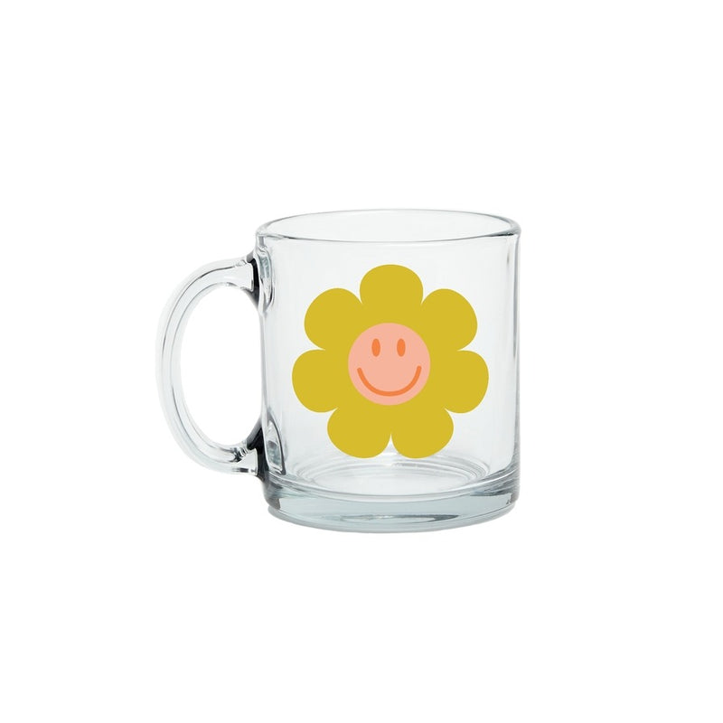 Glass Mug Smiley Flower