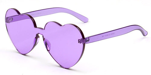 Purple Rimless Heart Sunglasses