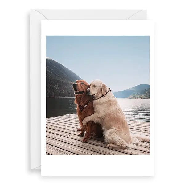 Two Dogs Hugging Card
