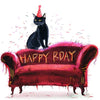 Naughty Cat Scratch Couch Birthday Card Funny