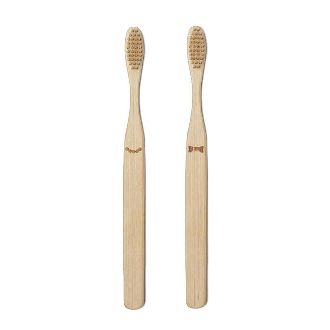 Kikkerland His & Her Bamboo Toothbrush Set