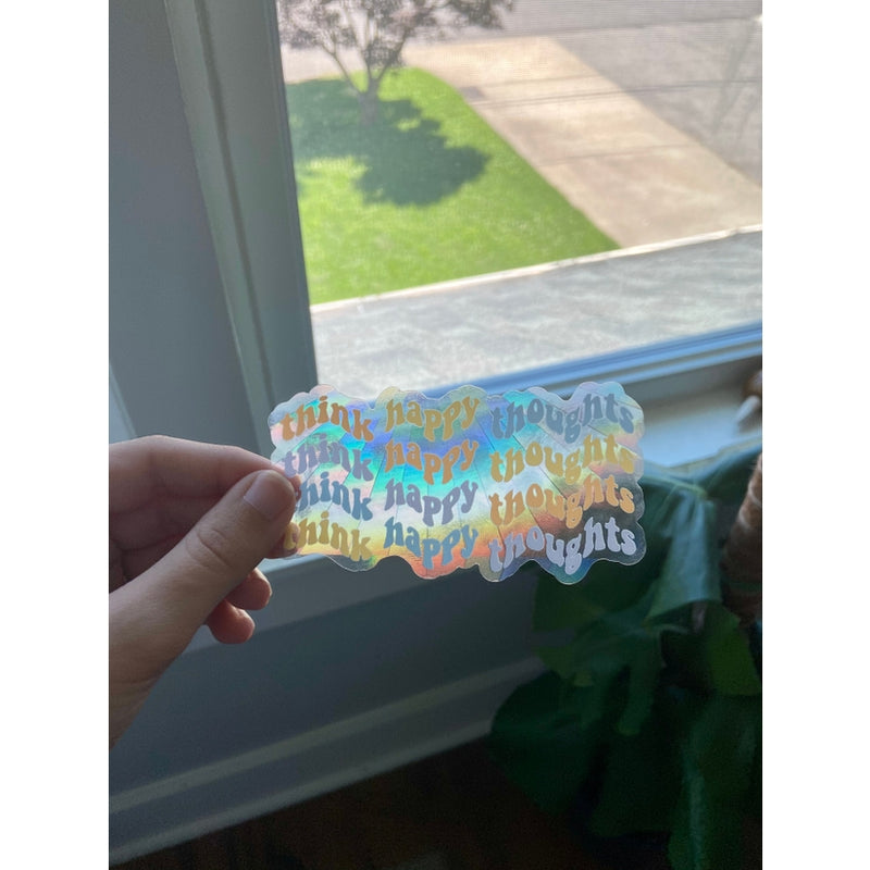 Think Happy Thoughts Rainbow Maker-Window Cling Suncatcher